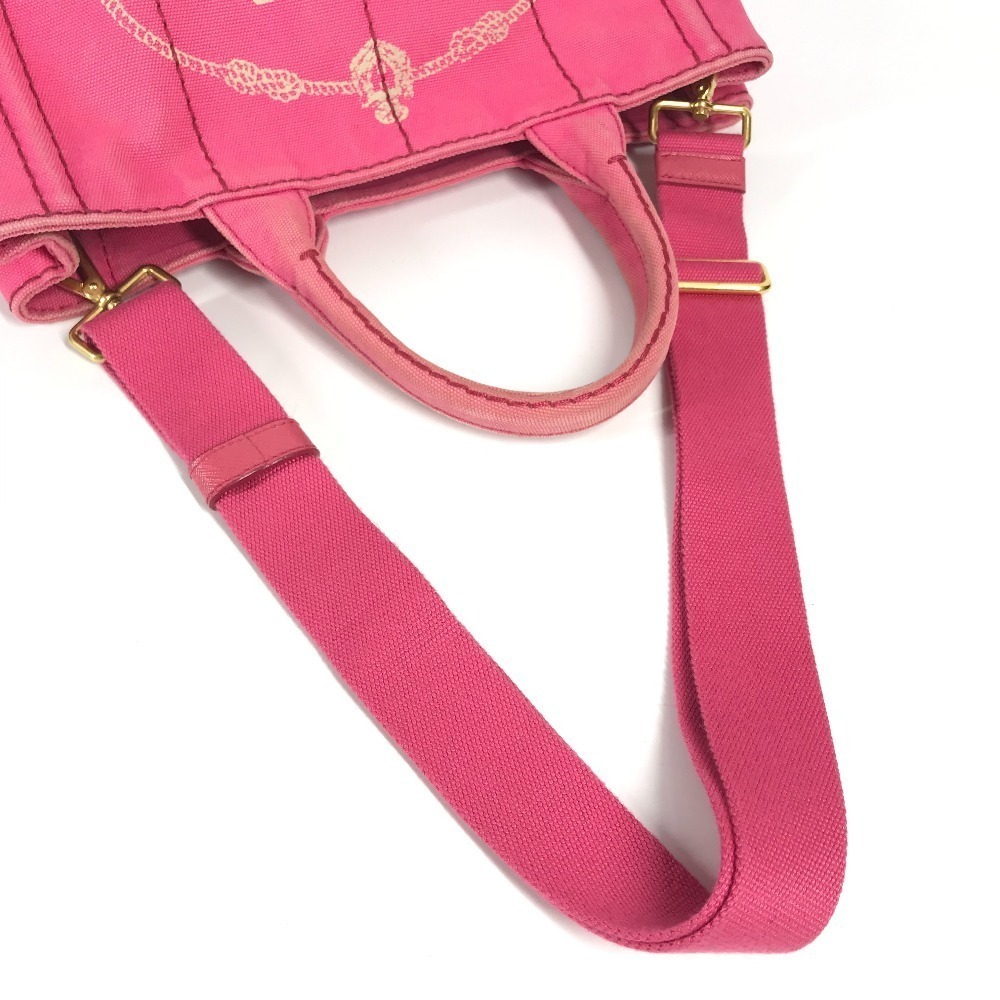 Prada Canapa logo tote bag shoulder crossbody handbag pink canvas - Picture 13 of 15
